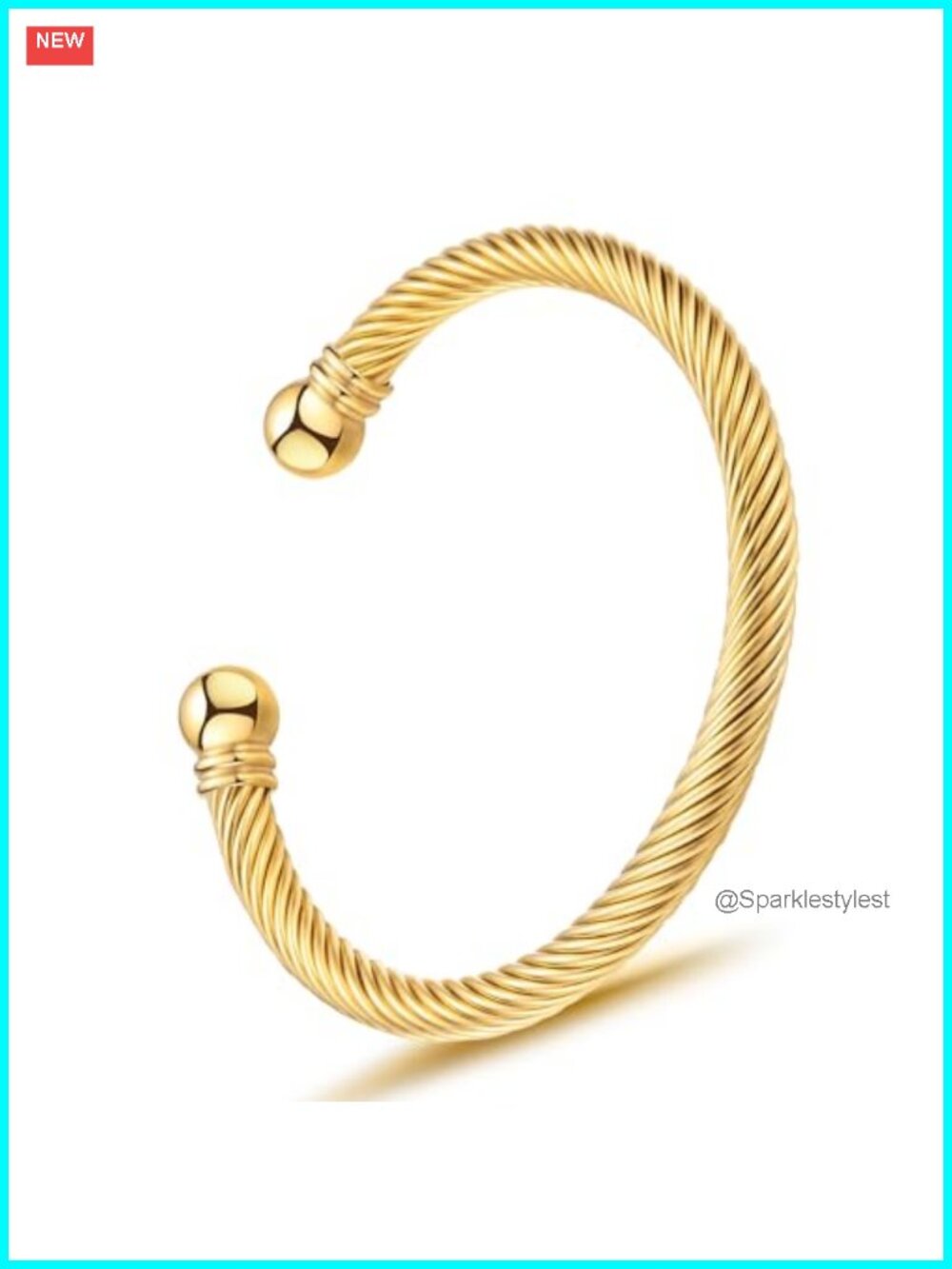 Stainless Steel Twisted Cable Wire Bracelet Adjustable Cuff Bangle